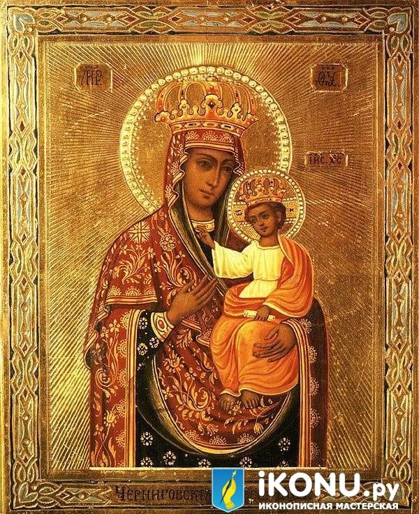 Ильинско-Черниговская Икона Божией Матери (на золоте с резьбой) (образ №319246)
