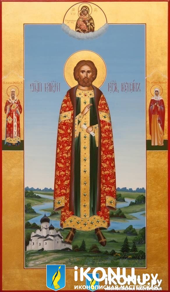 Икона Святого Романа Рязанского (мерная, живописная, с золотыми полями, с дополнениями) (образ №324478)