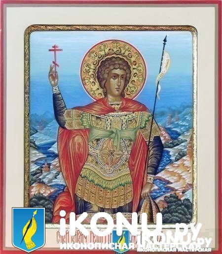 Икона Святого   Георгия  Победоносца (поясное изображение, живопись, позолота ) (образ №327101)