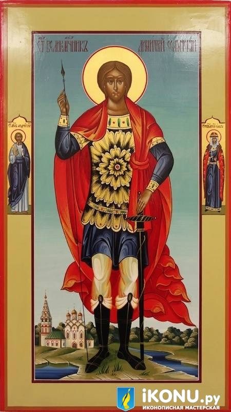 Икона Святого Димитрия Солунского (мерная, живописная с дополнительными элементами)