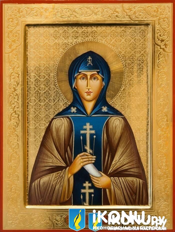 Икона святая Княжна Анна Кашинская (именная, на золоте с резьбой) (образ №324591)