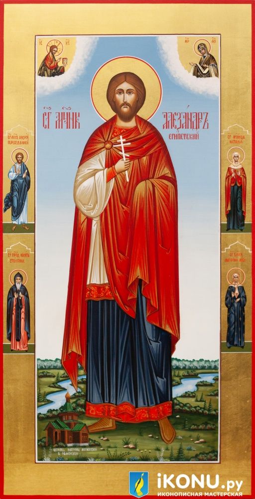 Икона Святого Александра Египетского (мерная, живописная, с дополнениями) (образ №338250)