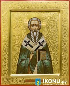 Икона Святого Евгения Херсонесского (именная, на золоте с резьбой)
