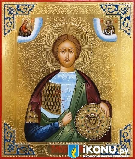 Икона Святого Валерия Севастийского (именная, золото с резьбой, с дополнениями) (образ №321642)