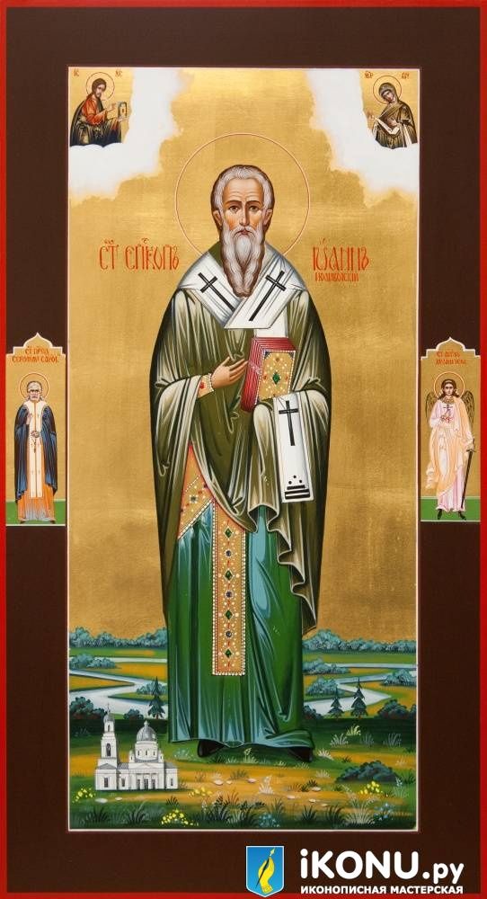 Икона Святого Иоанна Поливотского (мерная, на золоте, с дополнениями) (образ №330591)