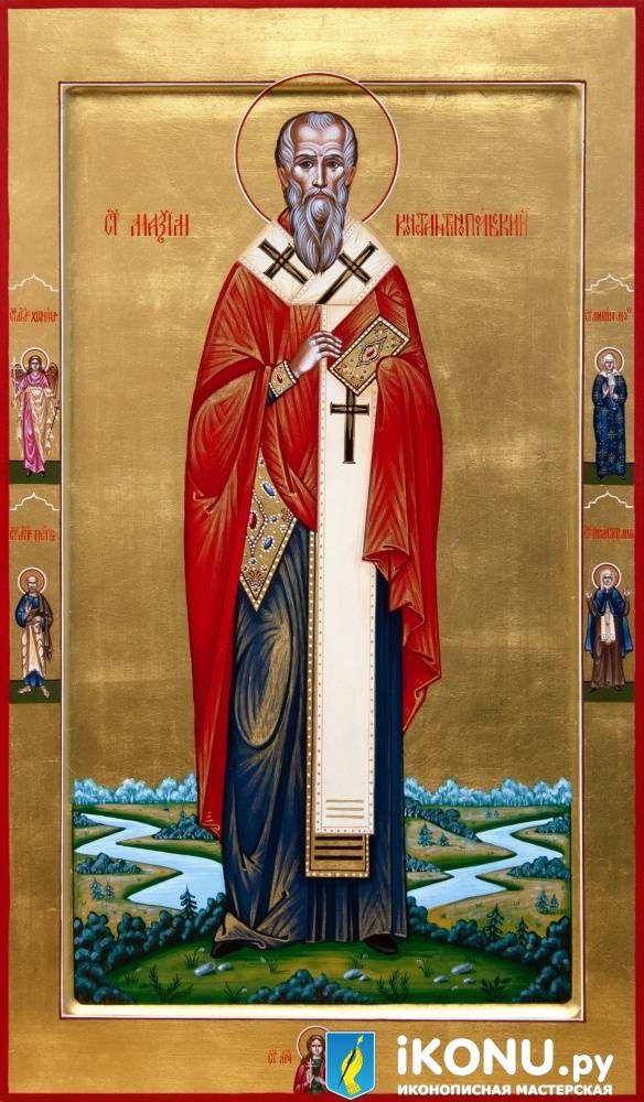 Икона Святого Максима Константинопольского (мерная, на золоте, с дополнениями) (образ №331847)