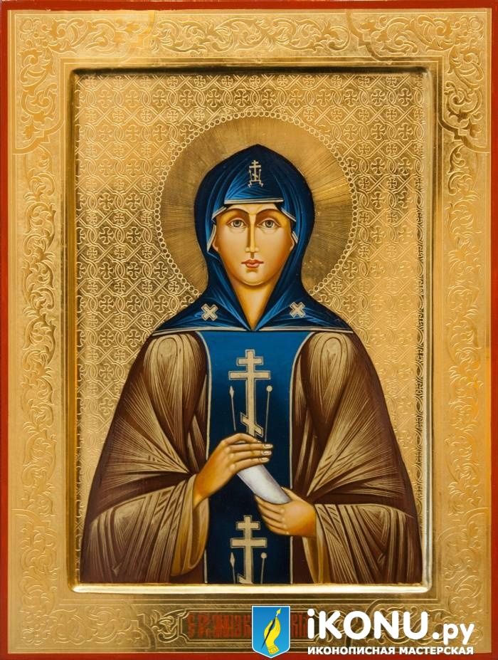 Икона святая Княжна Анна Кашинская (именная, на золоте с резьбой)