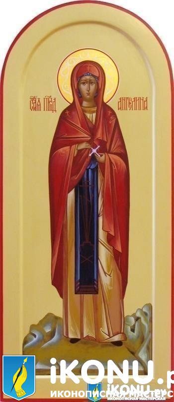 Икона Святой Ангелины Сербской (мерная, живописная, арочная доска) (образ №319681)