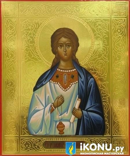 Икона Святого Романа Сладкопевца (именная, золото с резьбой)