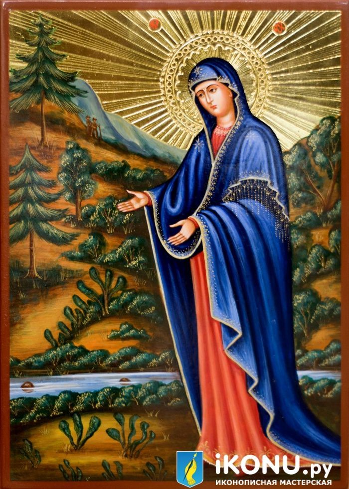 Пюхтицкая икона Богородицы (на золоте с резьбой) (образ №336629)