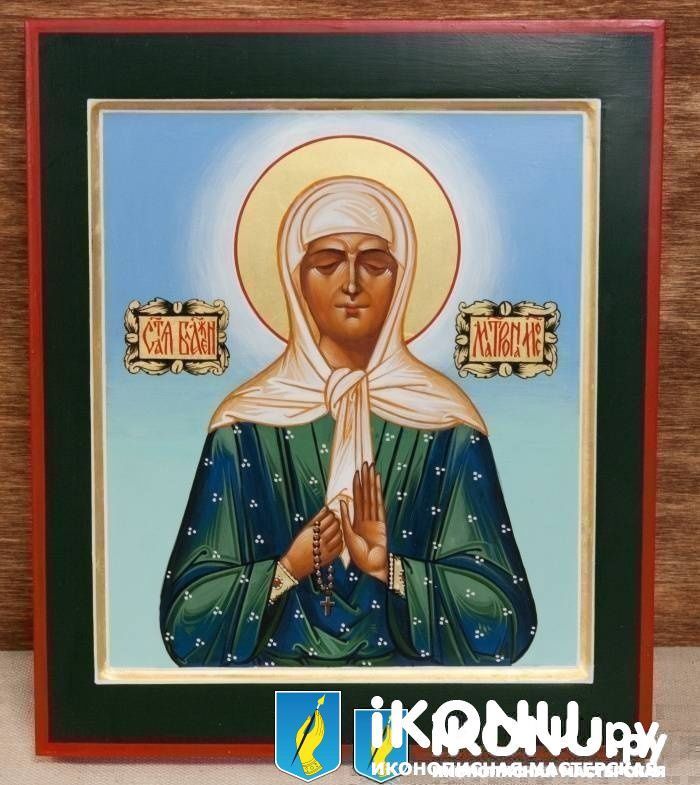 Икона Святой Матроны Московской (именная, живописная, золотая лузга) (образ №327410)