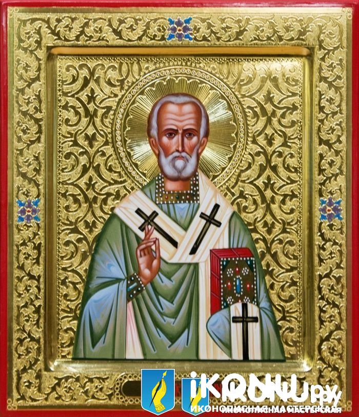 Икона Святого Мартина Милостивого, Турского (именная, на золоте с резьбой) (образ №334200)