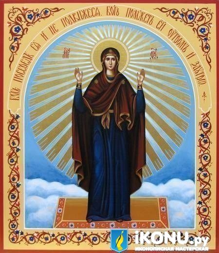 Икона Божией Матери Нерушимая стена (живопись, золотые поля, украшения) (образ №323822)