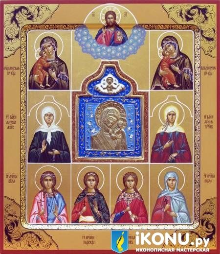 Казанская икона Богородицы (с металлическим средником, на золоте) (образ №321726)