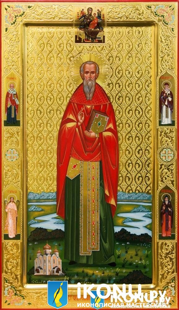 Икона Святого Феодора Александрийского (мерная, на золоте с резьбой, с дополнениями) (образ №332603)
