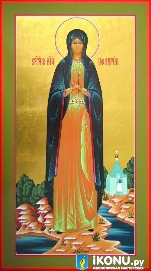 Икона Святой Пелагии Тарсийской (мерная, на золоте, с расписной землей) (образ №319475)