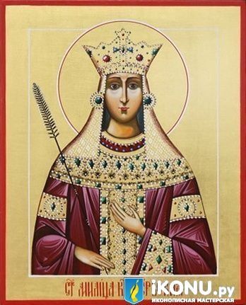 Икона Святой Милицы (Евгении) Сербской (именная, на золоте) (образ №338101)
