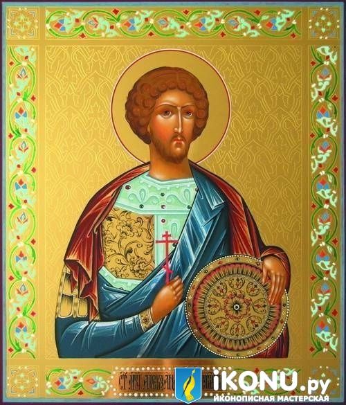 Икона Святого Александра Севастийского (именная, золото с резьбой, эмали) (образ №319473)