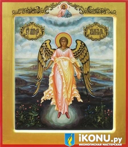 Икона Святого Ангела Хранителя (живопись с золотыми полями, расписной фон)