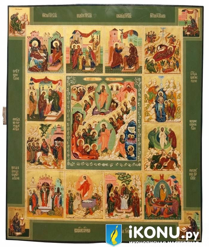 Икона Воскресение Христово с праздниками (миниатюра) (образ №329821)