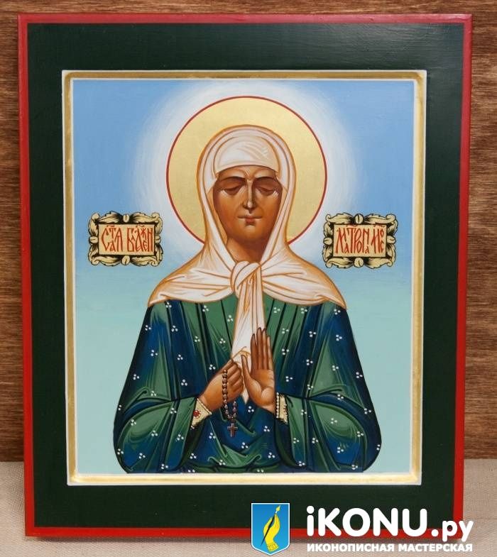 Икона Святой Матроны Московской (именная, живописная, золотая лузга)
