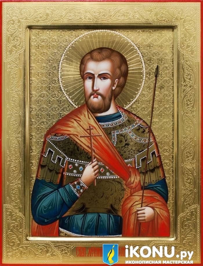 Икона Святого Анатолия Никомидийского (именная, на золоте с резьбой) (образ №325364)
