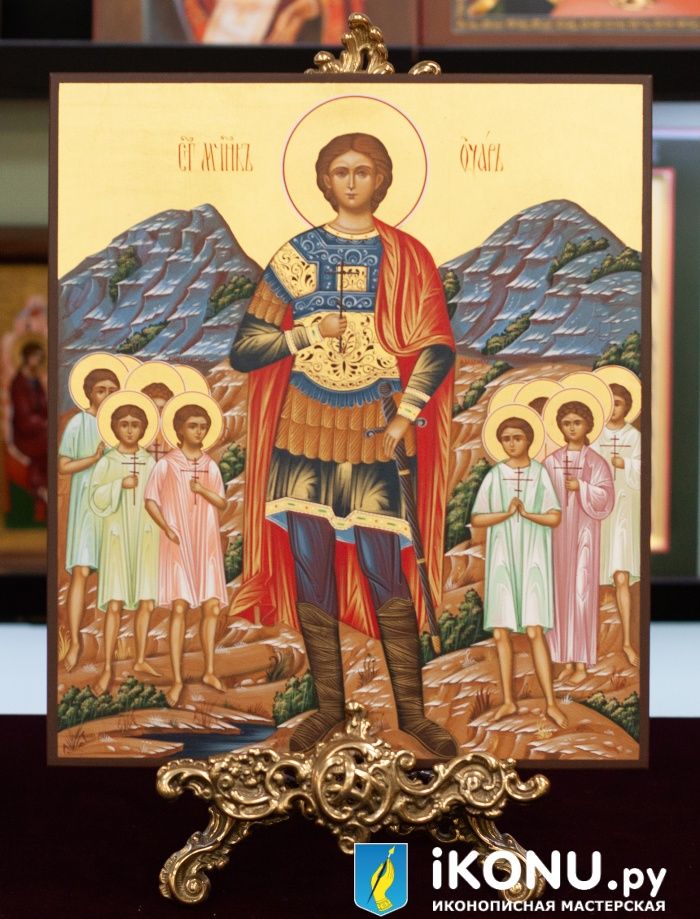 Икона Святого Уара Египетского (на золоте, с сюжетом) (образ №339495)