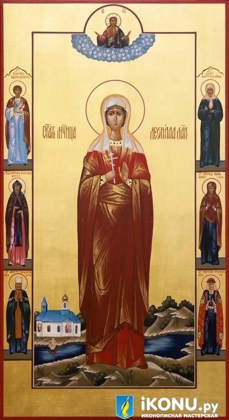 Икона Святой Леониллы Лангонийской (мерная, на золоте, с дополнениями) (образ №321677)