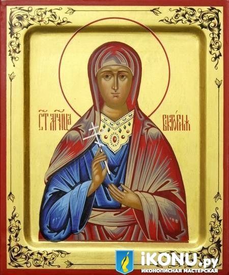 Икона Святой Виктории Эфесской (именная, на золоте, ковчег, с расписными узорами) (образ №322977)