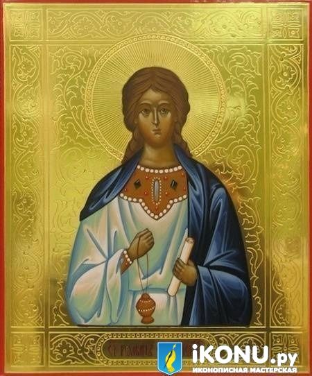 Икона Святого Романа Сладкопевца (именная, золото с резьбой) (образ №320638)