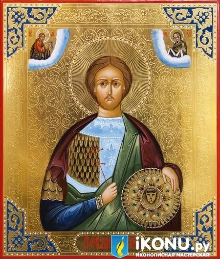 Икона Святого Валерия Севастийского (именная, золото с резьбой, с дополнениями)