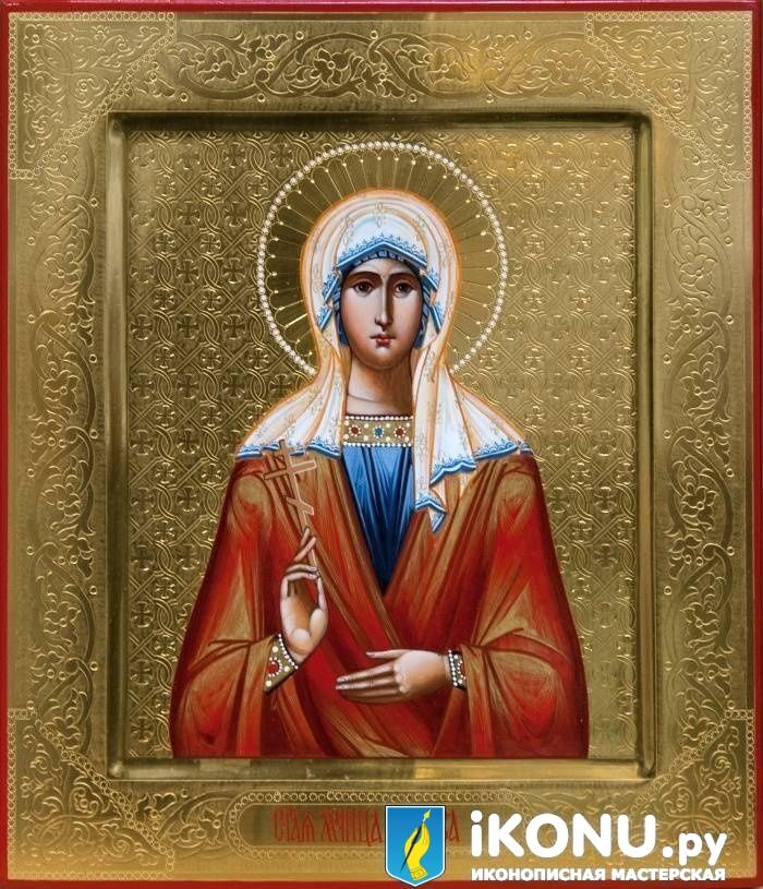 Икона Святой Ларисы Готфской (именная, на золоте с резьбой) (образ №324537)