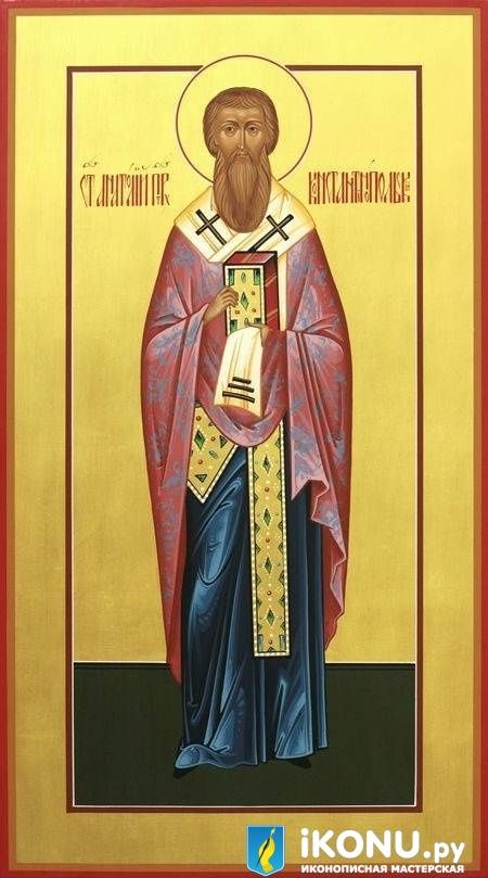 Икона Святого Анатолия Константинопольского (мерная, на золоте) (образ №320019)