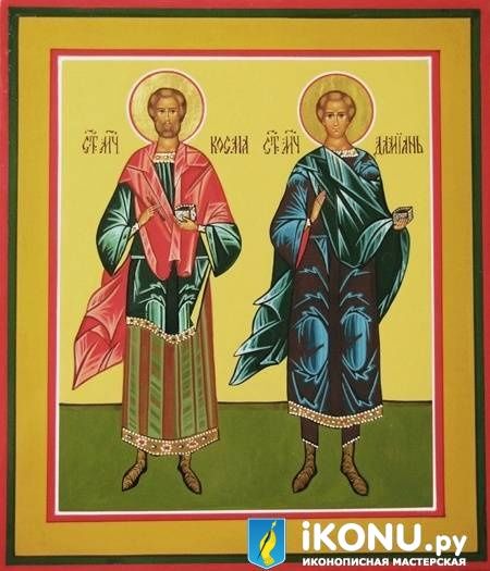 Икона Святые Косма и Дамиан (живописная) (образ №319581)