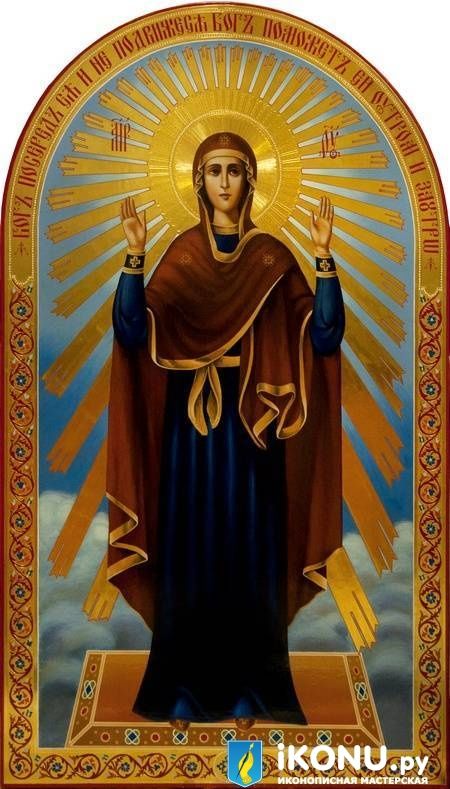 Икона Божией Матери Нерушимая Стена (резьба, полированное золото) (образ №321568)