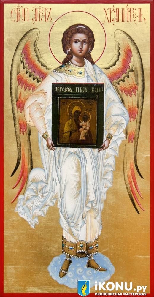 Икона Святого Ангела Хранителя (живая икона со средником старинной Югской иконы Божией Матери, на золоте) (образ №325334)